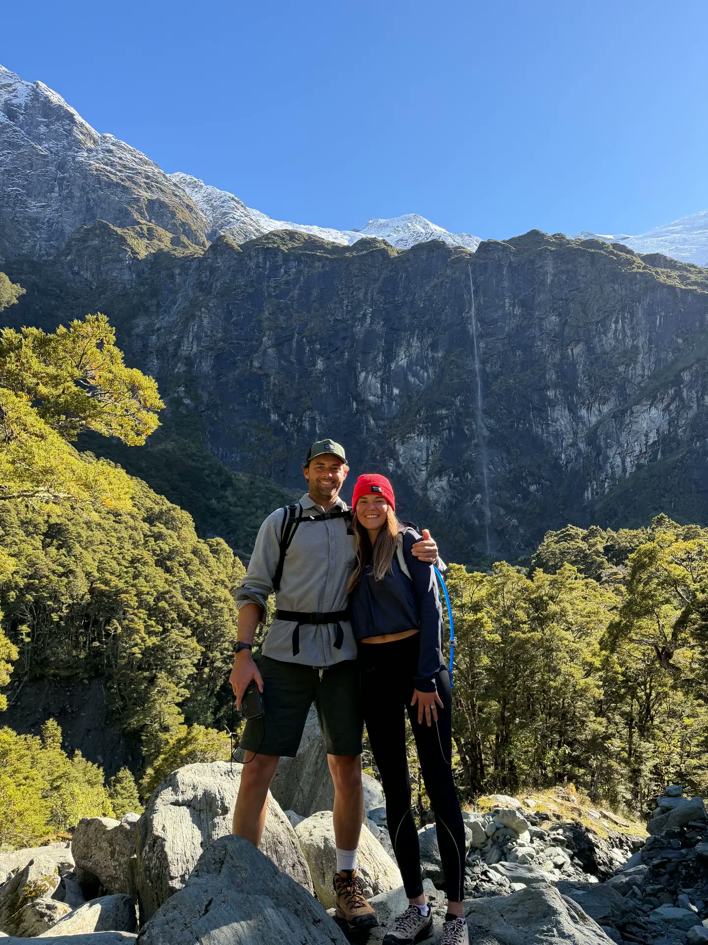 Claire and Willy hiking in the mountains